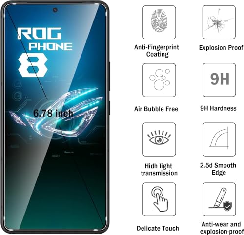 Image of STP FEEL Premium HD+ Tempered Glass Screen Protector Guard Compatible For Asus ROG Phone 8 5G / Phone 8 Pro 5G (6.78 Inch, Pack of 1) | Edge to Edge Coverage With Easy to installation kit
