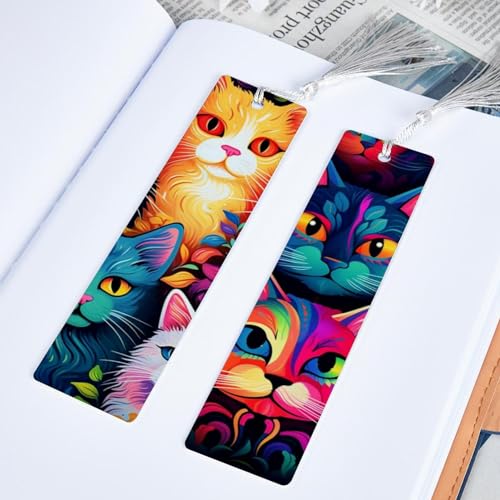 Marque-pages chat colorés pour illuminer votre pause lecture