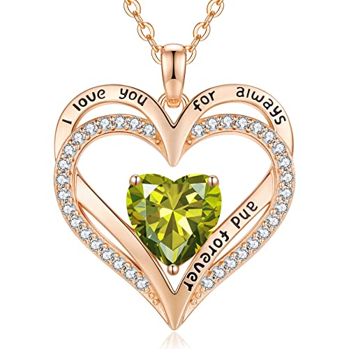 Cde Love Heart Necklaces For Women Girls Rose Gold 925 Sterling Silver Birthstone Pendant Necklace With Cubic Zirconia Christmas Birthday Anniversary Valentine's Day Jewelry Gifts For Wife Mother Girlfriend Her #TOP13