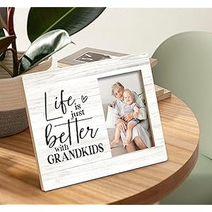 SRADMO Life is Just Better with Grandkids Picture FrameBest Grandparents Gifts 108 inch Wooden Tabletop Photo FrameGrandparents Day Birthday Gifts for Grandparents from Granddaughter