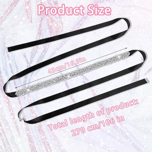 Dress Silver Belt 106.29 Inches Wedding Dress Belt for Bride Rhinestone Belts for Bride Formal Dresses Handcrafted Silver Crystal Bling Bridesmaids Weddings Belts for Women2