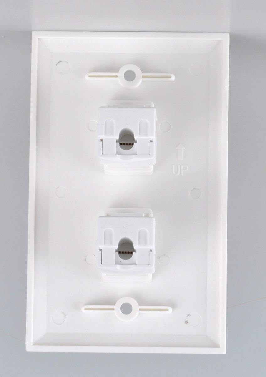 Conwork Placa de Pared Ethernet de 2 Puertos Cat 6, RJ45 Ethernet Perforadora Keystone Insertos Jack Panel de Placa de Pared de Red – Cat6/5/5e Compatible (1-Pack)