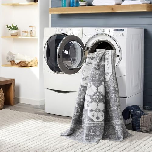vivorug Runner Rug 2'x8' Vintage Washable Non-Slip Runners for Hallways Kitchen Entryway Laundry Room Carpet Hallway Runner Grey Floral