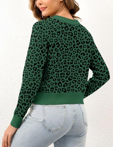 Image of Ziesexy 2026 Leopard Cardigan Womens Button Up Sweaters Long Sleeve Cheetah Print Cropped Cardigan Jackets