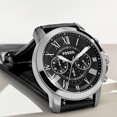 Fossil Men's Grant Quartz Stainless Steel and Leather Chronograph Watch - Image 6