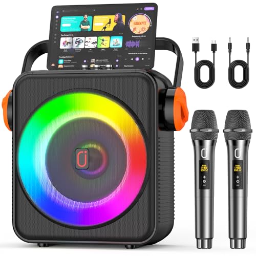 Karaoke Machine with 2 Microphones, Portable Bluetooth 5.3 Karaoke Speaker for Adults, PA System...