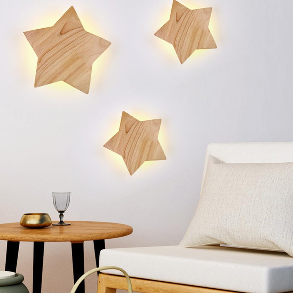 Lampa ścienna w kształcie gwiazdy, drewniana, do pokoju dziecięcego, LED, do wnętrz, 3000K, lampa w kształcie gwiazdy, dziewczynka, chłopiec, kreskówka, dekoracja sypialni do sypialni,22cm
