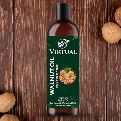 Image of VIRTUAL 100% Pure Walnut (Akhrot) Oil For Hair Growth, Skin Care, Cold Pressed Aromatherapy Natural Oil (100ml)