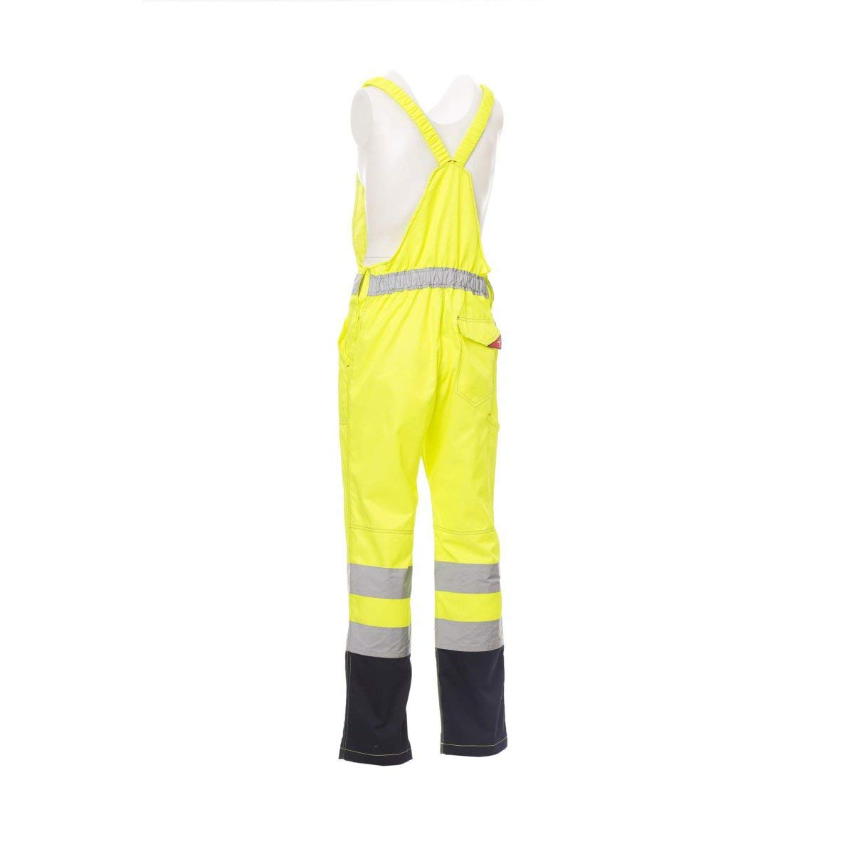 PAYPER Skill Tuta Pettorina da Lavoro Alta visibilità Unisex Uomo Donna Misto Cotone Poliestere Bretelle Elasticizzate Apertura Laterale Tasche al Petto Giallo Fluo/Blu Navy