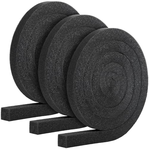 Pushglossy 3 Roll 240'' L Air Conditioner Foam Strip Foam Weather Stripping 1 X 1 Inch Non Adhesive Insulating Strip High Resilience Weatherseal Tape Energy Saving for Window Door Summer
