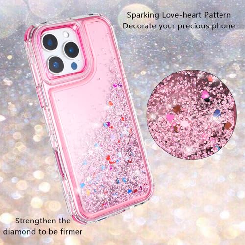 TikoVast Designed for Glitter iPhone 16 Pro Max Case, Clear Sparkle Liquid Case with Luxury Bling Design [3-in-1 Protection] Military-Grade Anti-Yellowing Cover for Women - image 6
