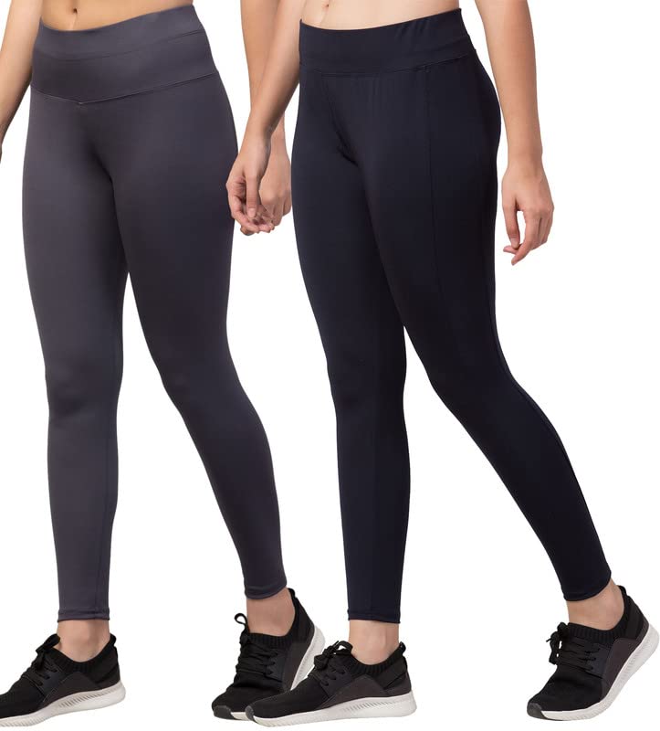 Image of BLUECON Gym wear Leggings Ankle Length Workout Pants | Stretchable Tights | Mid Waist Sports Fitness Yoga Track Pants for Girls & Women (Pack of 2)