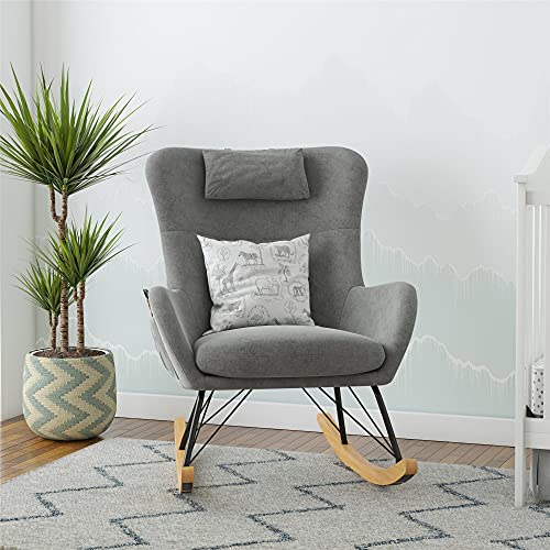Image of Baby Relax Cranbrook Rocker Accent Chair with Storage Pockets, Gray