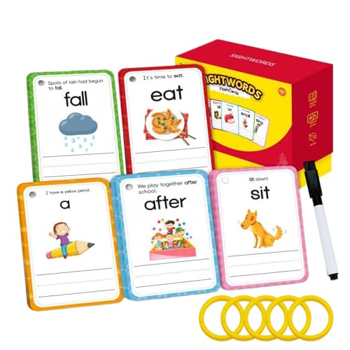 Tarjetas Didácticas de Palabras Frecuentes,Juegos De Lectura - Tarjeta De Vocabulario | para Niños Preescolar Maestros Educación en Casa Centros de Tutoría Cuidado