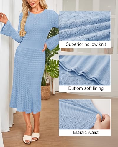 Image of Newshows Women's Hollow Slim Summer Fall Church Work Casual Sweater Dress