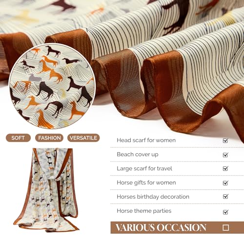 Zando Horse Pattern Scarf for Women Lightweight Neck Scarves & Wraps Pashmina Shawl Wraps Hair Head Scarf3
