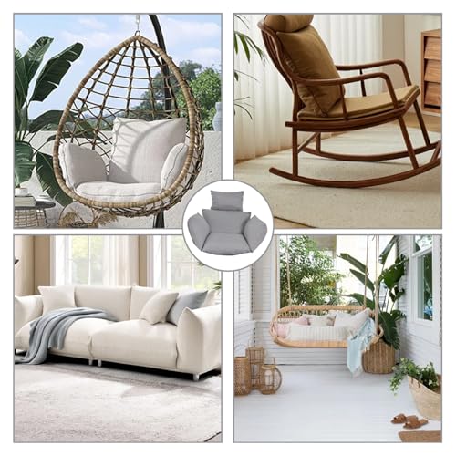 Stuhlkissenbezüge, 1 Set, farbecht, waschbar, Polyester-Kissenbezüge mit Reißverschluss und Bindeband für Hängesessel/Eierstuhl/Schaukelstuhl, grau, Hängesesselkissen, Eierstuhlkissen, Schaukelst