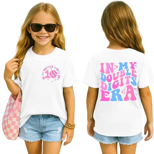 in My Double Digits Era Girl T-Shirt 10 Year Old Birthday Summer Crewneck Shirt Outfits