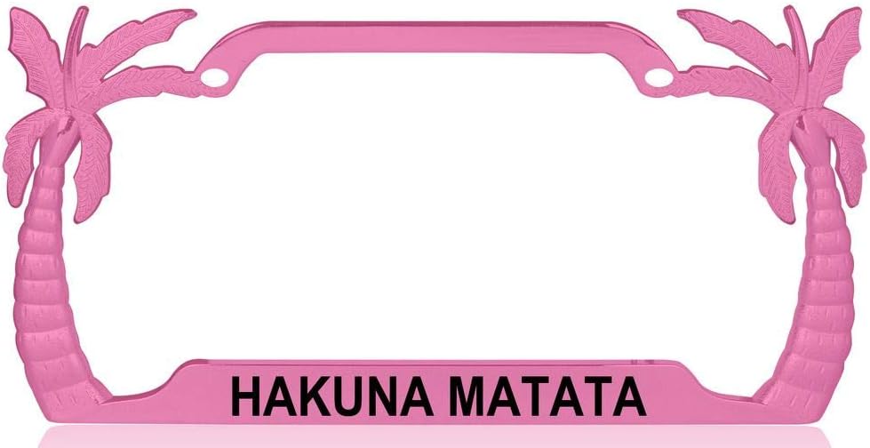Hakuna Matata Palm Tree Design Quality Pink Metal Car SUV Truck License Plate Frame c71
