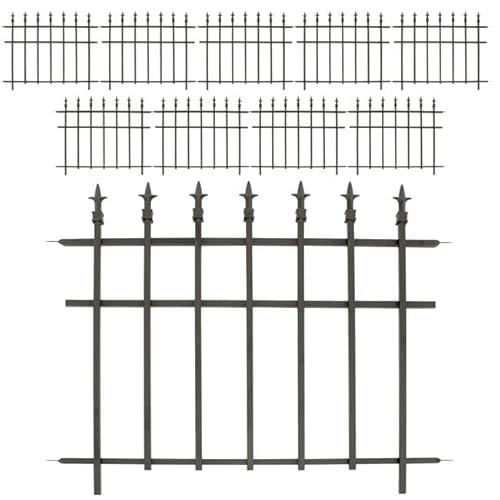 Bulk Buy of 10 Panacea 87103 Classic Finial Fence Sections, Black