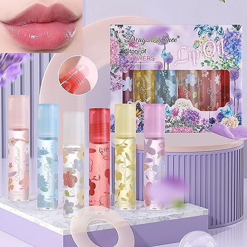 Mrettick 6 Pcs Hydrating Lip Oil Set, Fruit-Flavored Plumping Lip Oil ...