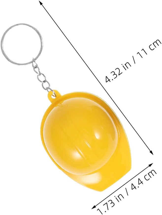 Cabilock 100pcs Mini Construction Hat Keychains For Party Favors Yellow Safety Helmet Ornaments Engineer Keyring Backpack Hanging Decor Construction-Themed Decorations