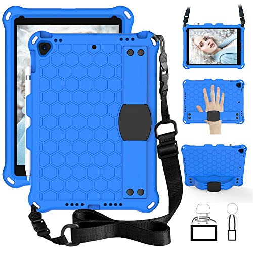 GrimClub iPad 9/8/7 10.2 inch Eva Shock Proof Light Weight Professional Kids Case with Pencil Holder Stand Hand Strap Shoulder Strap