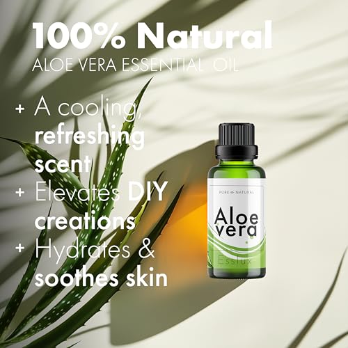 Image of Esslux Aloe Vera Essential Oil - 100% Pure Natural Aloe Oil for Skin, Hair & Diffuser | Soothing & Hydrating Formula for Nourishment & Wellness - Ideal for DIY, Soap & Candle Making - 30 ML