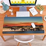 MYAUEYSU Alfombrilla de ratón para 40x90 cm,Manada de Elefantes en la Sabana Africana al Atardecer,Grande,con Base de Goma y Bordes cosidos,Alfombrilla para,PC,portátil,Escritorio