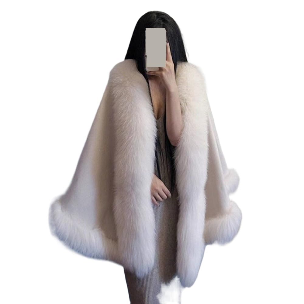 Poncho Donna Poncho autunno inverno da donna, scialle di lana, mantello alla moda, cappotto in pelliccia sintetica, elegante cardigan