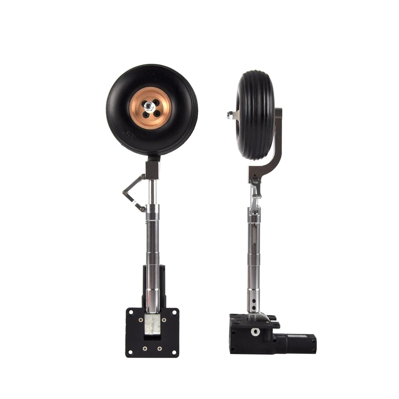 2 Piezas de Tren de Aterrizaje retráctil Principal sin servomotor, Soporte retráctil con Ruedas, Compatible con Modelos de aeronaves RC de 5-6 kg, Universal.
