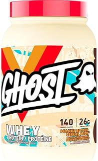 Ghost Whey Protein - 2lbs 924g, 26 Servings per Tub, Gluten Free, Soy Free, 100% Whey Protein Blend with Natural Digestive Enzymes, 25+ Grams of Protein (Peanut Butter Cereal Milk)