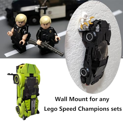 Image of Wall Mount for Brick Cars and Figure,Wall Mount for Any Lego Speed Champions Sets Wall Bracket for Lego Speed of Champions with a Base for The Pilot, 3pcs Black
