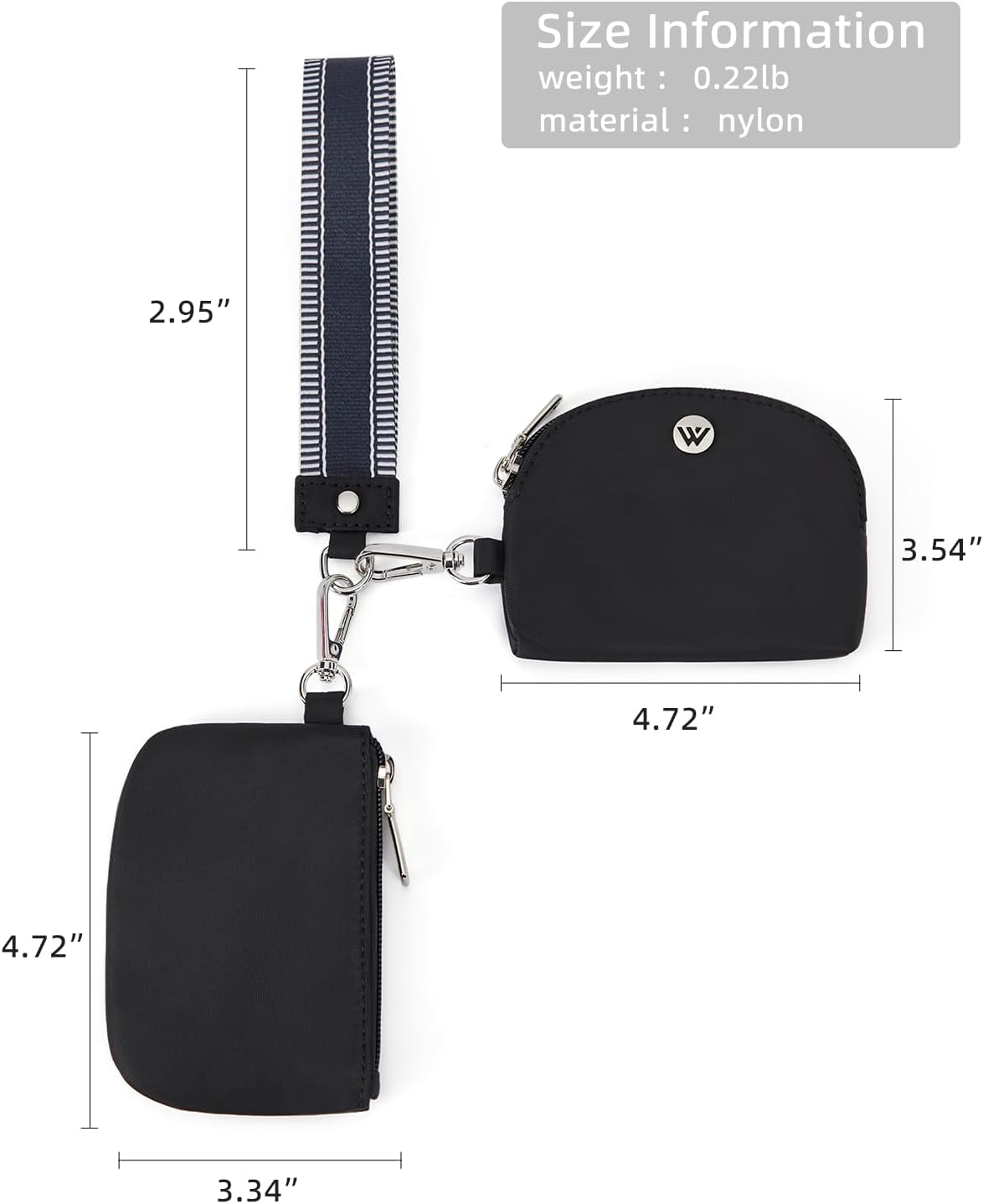 WESTBRONCO Mini Keychain Wristlet Wallets for Women Portable Dual Pouch Wristlet Detachable Quilted Nylon Coin Purse Pocket for Travel Sports Outdoors - Image 5