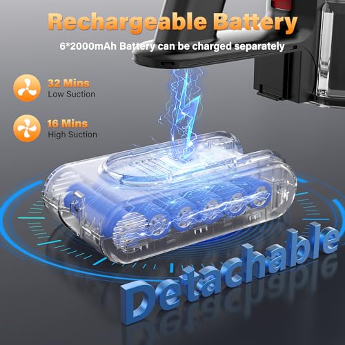 Image of Tikom V500 Cordless Vacuum Cleaner for Home, 40000Pa /450W Stick Vacuum with LED Touch Screen, Charging Wall Dock, Anti-Tangle, Lightweight Handheld Vacuum for Pet Hair, Hard Floor, Carpet