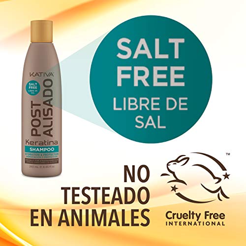 Tratamiento Post Alisado Keratina - Champú 250 Ml, Acondicionador 250 Ml Y Mascarilla 250 Ml - Kativa #TOP3