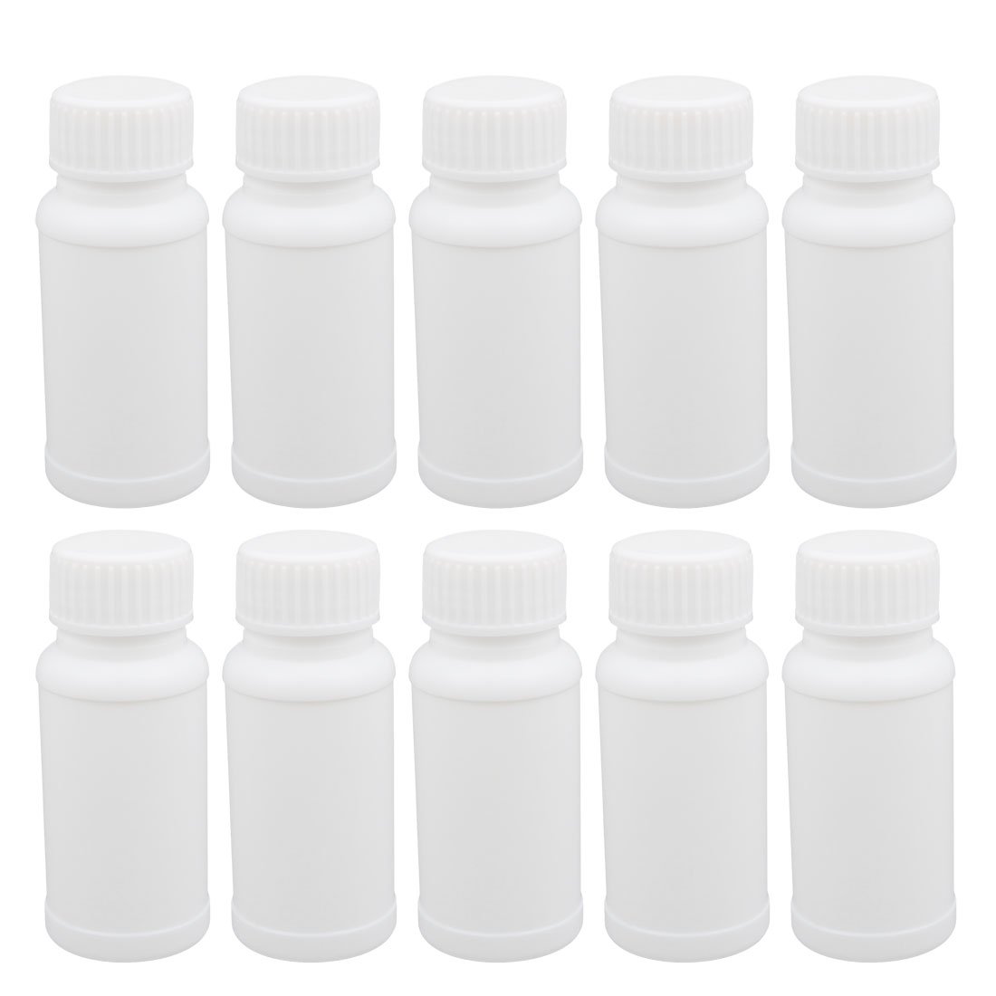 Aexit 10pcs 2oz gauge HDPE Plastic White Refillable Narrow Mouth Storage Bottle Jar