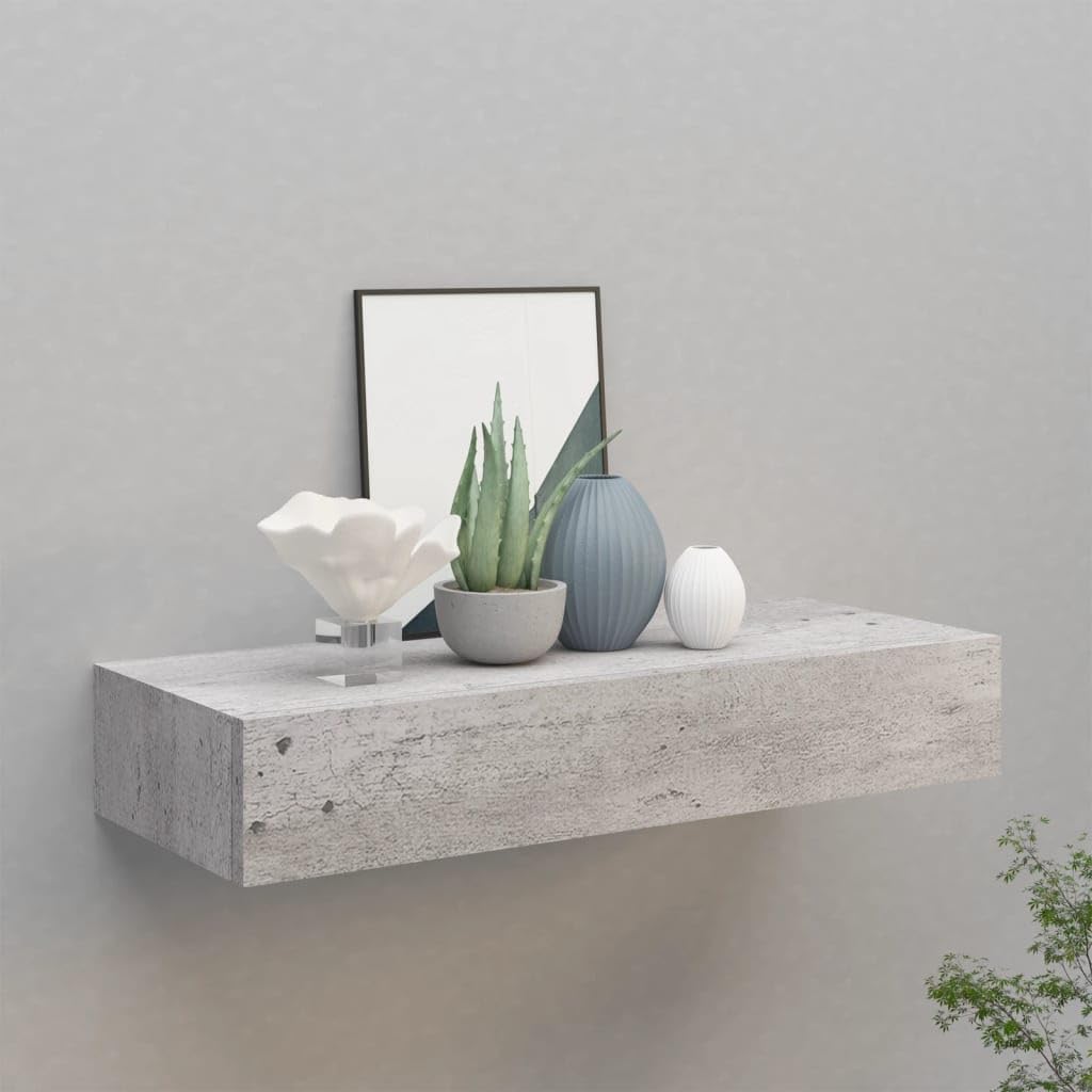 Armadietto Muro Con Cassetto FENLAX 60x23.5x10 Cm - Grigio MDF E Metallo - Foto 4