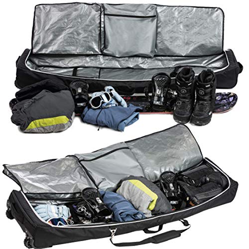 Athletico Conquest Padded Snowboard Bag with Wheels - Travel Bag for Single Snowboard and Snowboard Boots (Black, 175 cm)