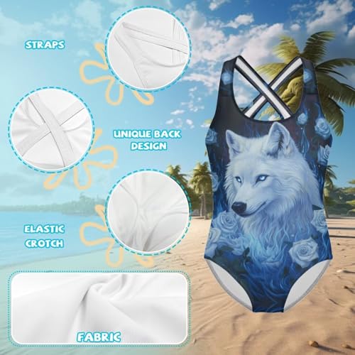 Image of Yzaoxia Girls' Swimwear One Piece Swimsuit for Kids Scoop Neck Bathing Suit Round Neck Swim Wear 5-14Y