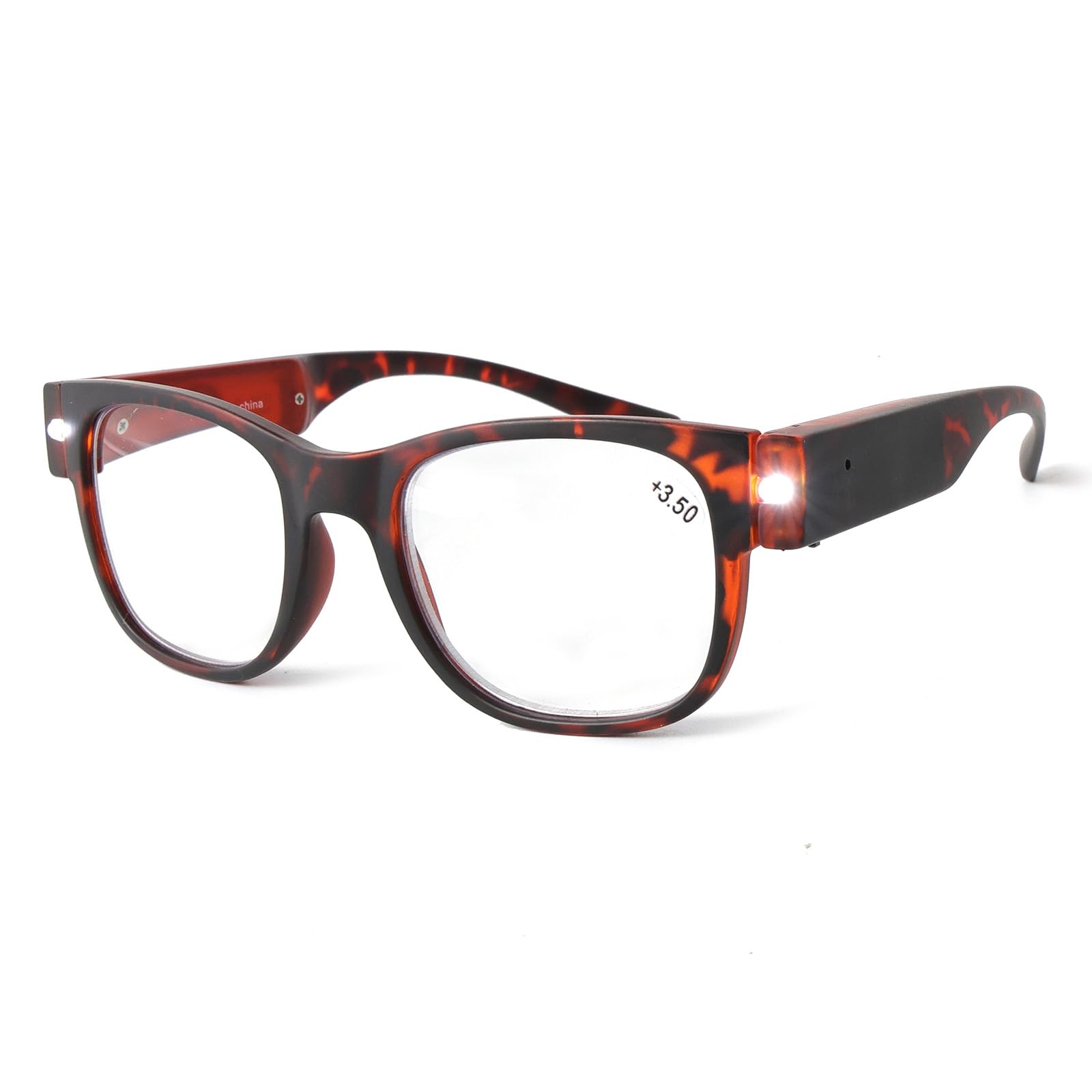 SKYWAY Lesebrille mit Licht, Wiederaufladbare Helle LED Beleuchtete Brille zum Lesen von Kleingedrucktem, Verschreibungspflichtigen Flaschen, Naharbeit