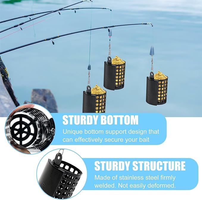 Mangeoires Pêche Carpe 6 Pièces AMJKEJI - 10g à 60g En Acier Inoxydable