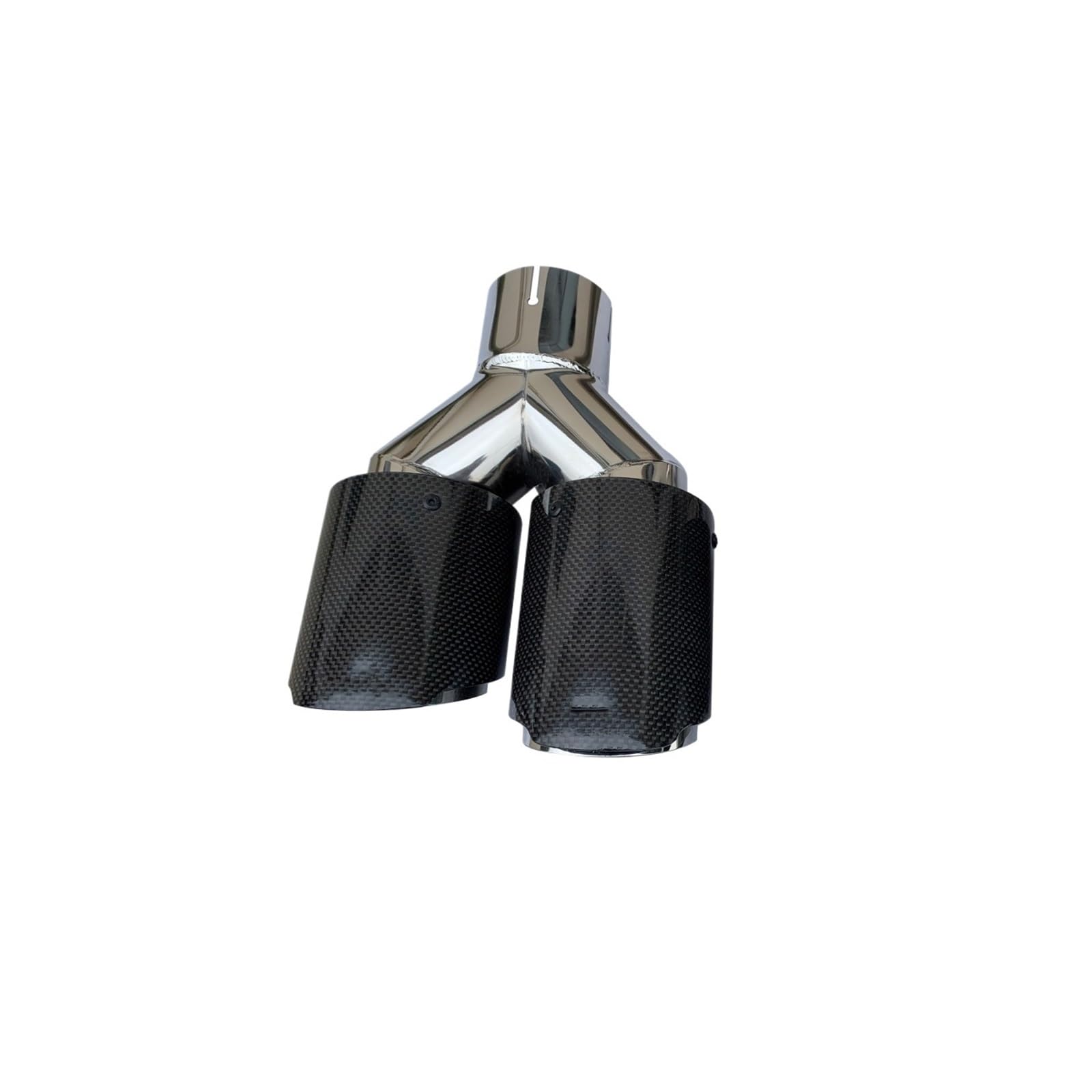 1 PC. Automobile Universal Carbon Fib Tail Throat Stainless Steel Silencer Y-shape Double-Outlet Exhaust Nozzle Tip (Color : 66mm IN-101mm OUT)