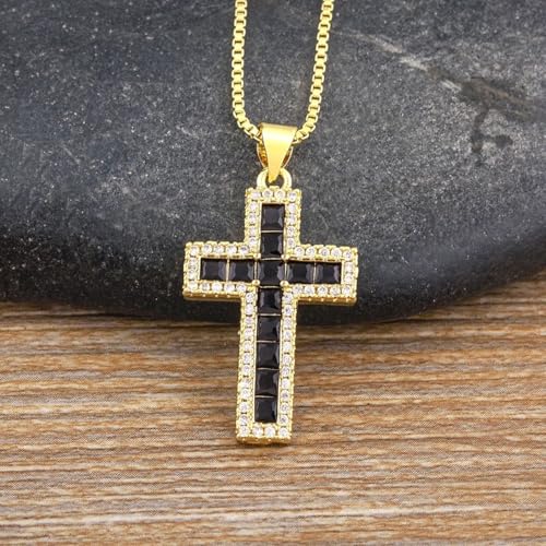 Collier pendentif croix multicolore de qualité supérieure serti de zircons - 4