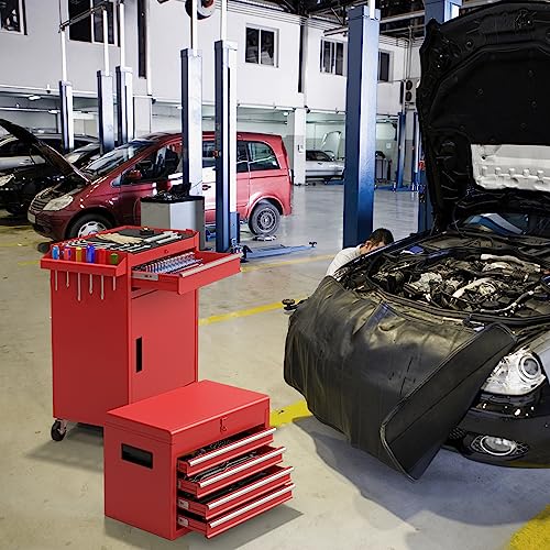 COSTWAY 2 in 1 Werkstattwagen inkl. Koffer & 8 Fächer & Haken & verstellbarem Regal, Werkzeugwagen Abschließbar auf Rädern ohne Werkzeug, Profi Werkstatt-Wagen Metall 100 kg Tragkraft, 59x28x102cm – Bild 3