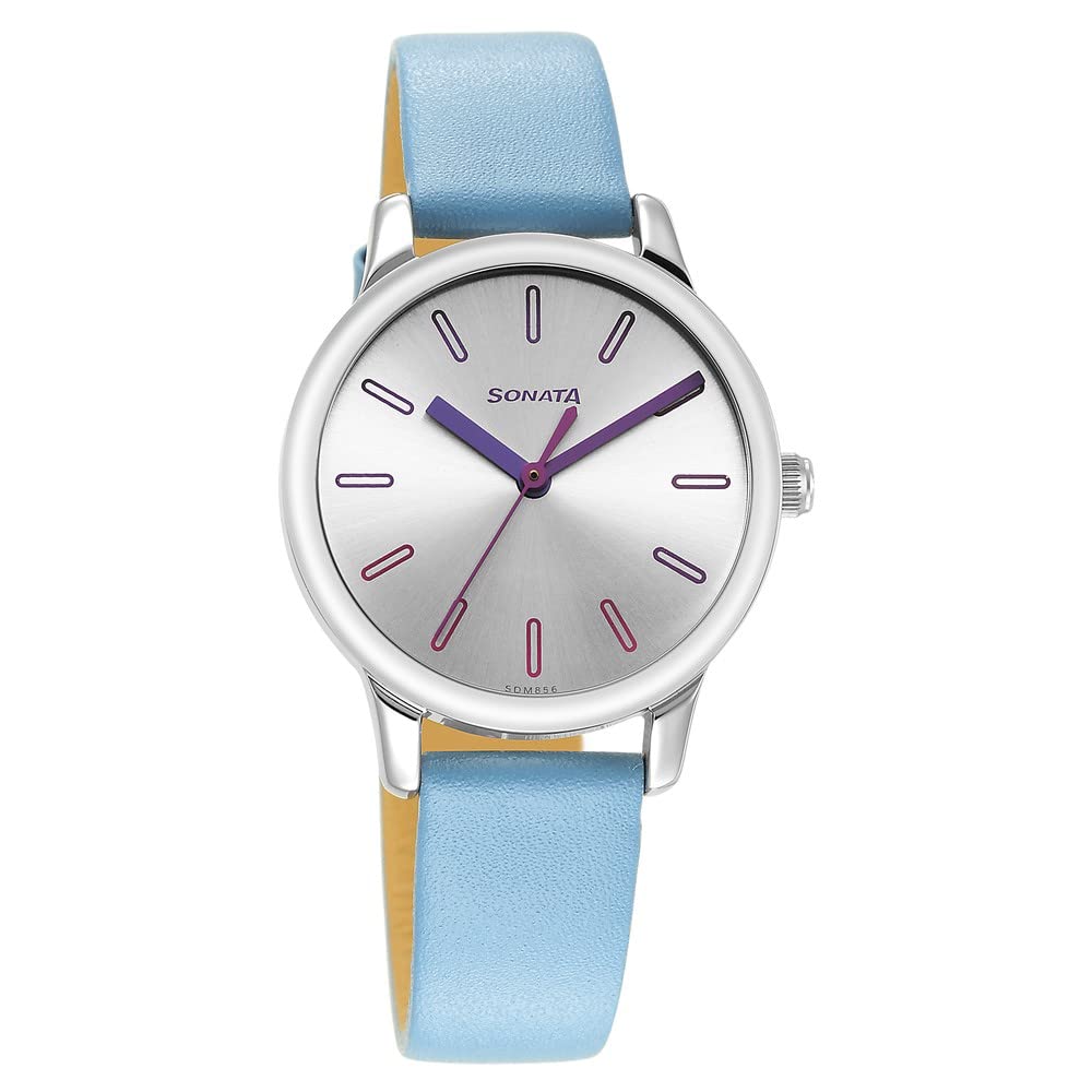 Sonata Splash Silver Dial Women Watch with Leather Strap-NS8178SL01 (B0BS3MGCR8) Amazon Price History, Amazon Price Tracker