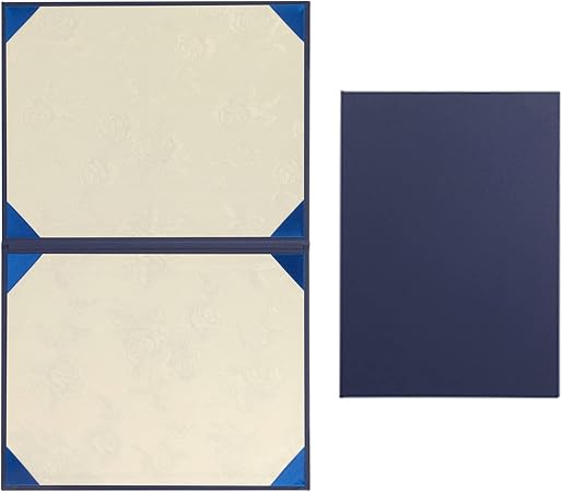 Amazon 証書入れ 賞状入れ 証書ファイル 10冊セット 判用 二枚用 二つ折り 縦横兼用 パッドなし コーナーリボン付き 紺色 感謝状 卒業証書 合格証書 表彰状 飲食店のメニューに 店舗カタログに 23版 証書 賞状 文房具 オフィス用品