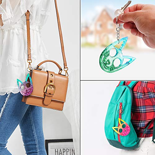 Cat Resin Mold Keychain Pendants Silicone Molds for Resin Casting, Crystal Epoxy Resin Molds DIY Crafts Jewelry Making Tools with Key Rings