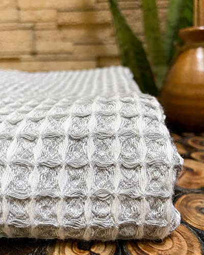 Image of HAMELIN The Ezra Waffle Hand Towel | Pure Cotton Lightweight Anti Microbial & Water Absorbent | Softer Touch Quick Drying Towels | Durable & Long Lasting | Pewter Grey | 70 cm x 43 cm | Pack of 1
