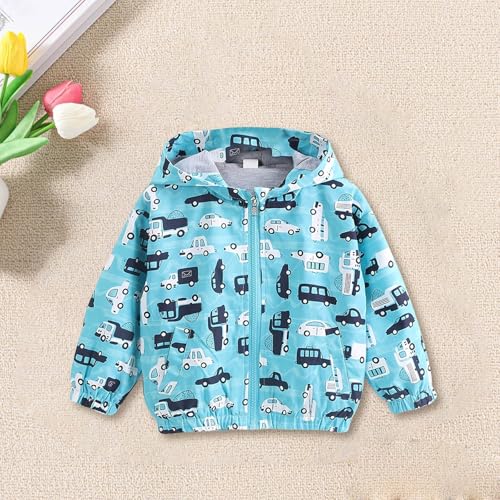 Toddler Boys Girls Cartoon Print Zip Jacket Hooded Trench Lightweight Kids Coats Windbreaker Casual Outerwear 1-8 Years3